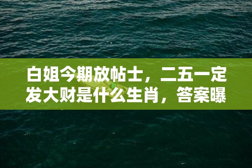 白姐今期放帖士，二五一定发大财是什么生肖，答案曝光落实