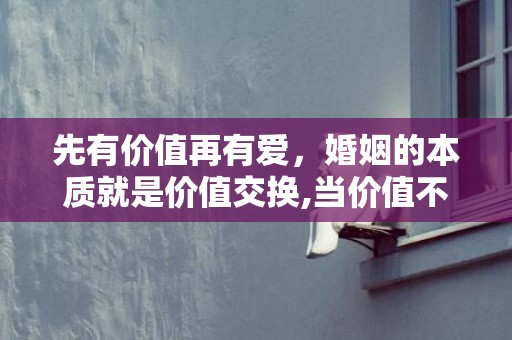 先有价值再有爱，婚姻的本质就是价值交换,当价值不对等时怎么理解？爱情是情感交换,婚姻是价值交换