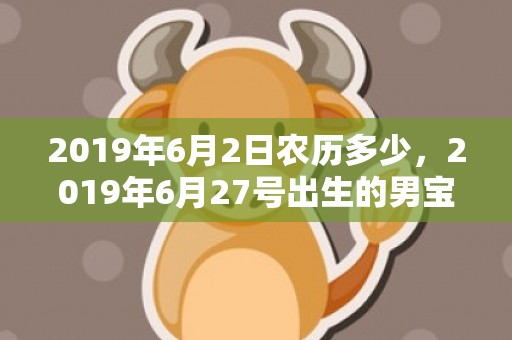 2019年6月2日农历多少，2019年6月27号出生的男宝宝五行缺土要怎么样起名字