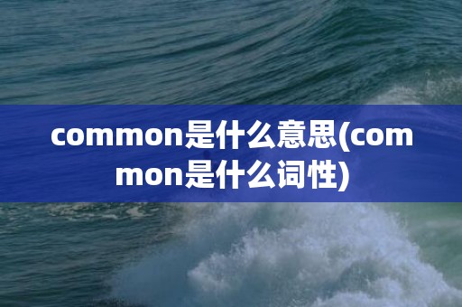 common是什么意思(common是什么词性)