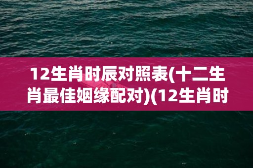 12生肖时辰对照表(十二生肖最佳姻缘配对)(12生肖时辰对照表2023年正月初九2点52分出生未时)