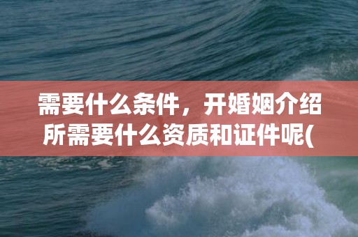 需要什么条件，开婚姻介绍所需要什么资质和证件呢(如何开一家婚姻介绍所)