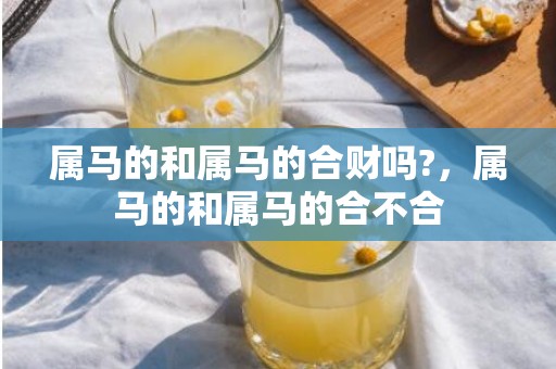 属马的和属马的合财吗?，属马的和属马的合不合