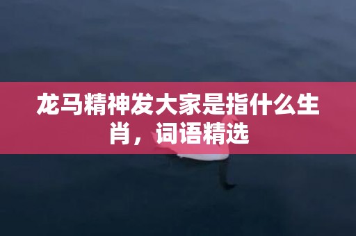 龙马精神发大家是指什么生肖，词语精选