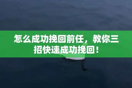 怎么成功挽回前任，教你三招快速成功挽回！