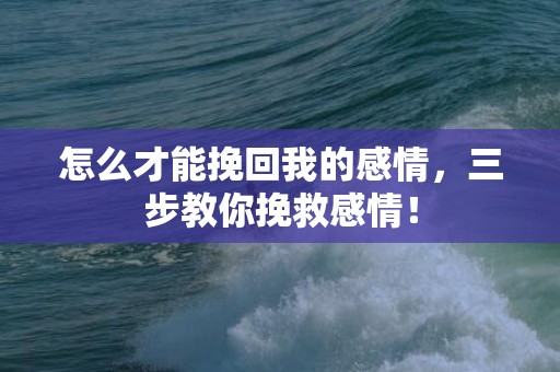 怎么才能挽回我的感情，三步教你挽救感情！