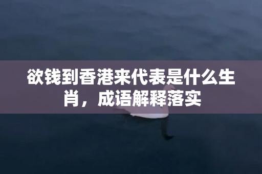 欲钱到香港来代表是什么生肖，成语解释落实