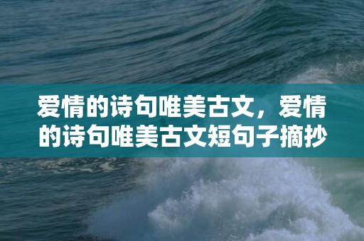 爱情的诗句唯美古文，爱情的诗句唯美古文短句子摘抄 古诗词爱情唯美的句子