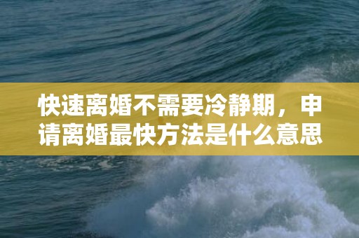 快速离婚不需要冷静期，申请离婚最快方法是什么意思，申请离婚的流程是怎样的