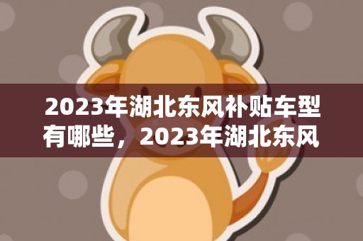 2023年湖北东风补贴车型有哪些，2023年湖北东风补贴什么时候发