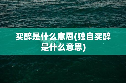 买醉是什么意思(独自买醉是什么意思)