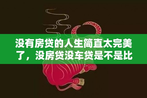 没有房贷的人生简直太完美了，没房贷没车贷是不是比较幸福