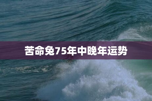 苦命兔75年中晚年运势