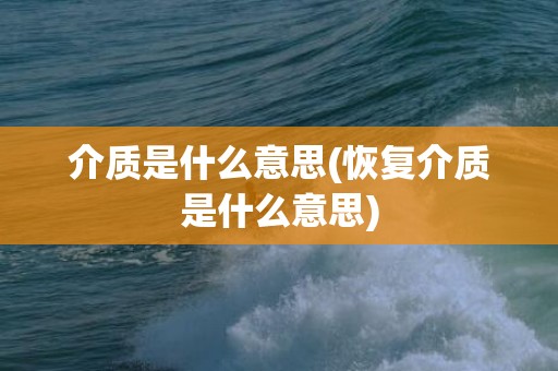 介质是什么意思(恢复介质是什么意思)