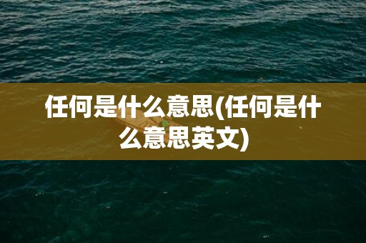 任何是什么意思(任何是什么意思英文)