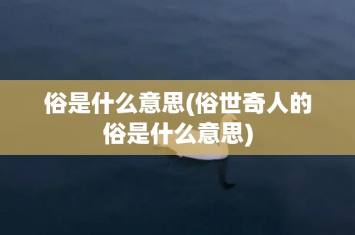 俗是什么意思(俗世奇人的俗是什么意思)