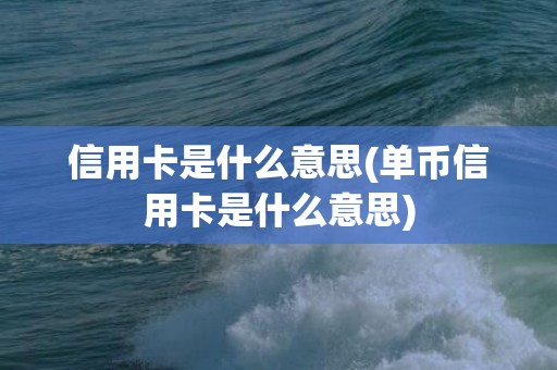 信用卡是什么意思(单币信用卡是什么意思)