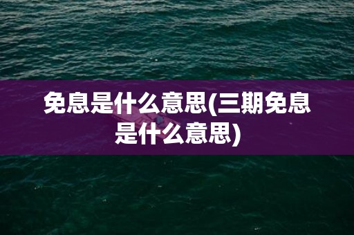 免息是什么意思(三期免息是什么意思)