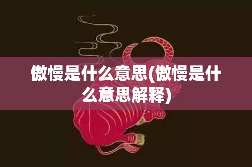 傲慢是什么意思(傲慢是什么意思解释)