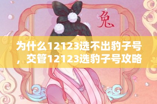 为什么12123选不出豹子号，交管12123选豹子号攻略