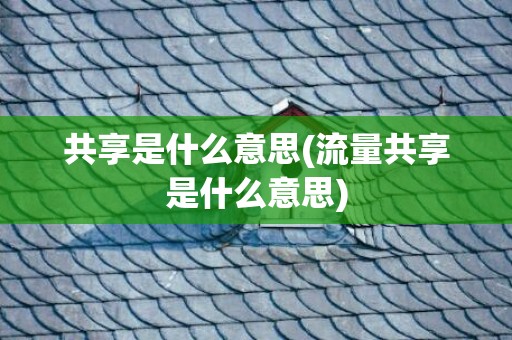 共享是什么意思(流量共享是什么意思)