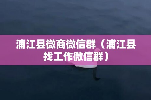 浦江县微商微信群（浦江县找工作微信群）