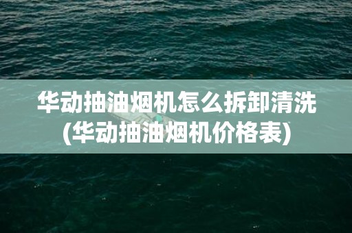 华动抽油烟机怎么拆卸清洗(华动抽油烟机价格表)