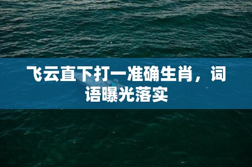 飞云直下打一准确生肖，词语曝光落实