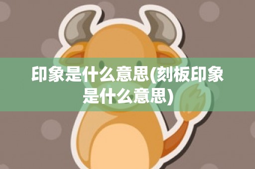 印象是什么意思(刻板印象是什么意思)