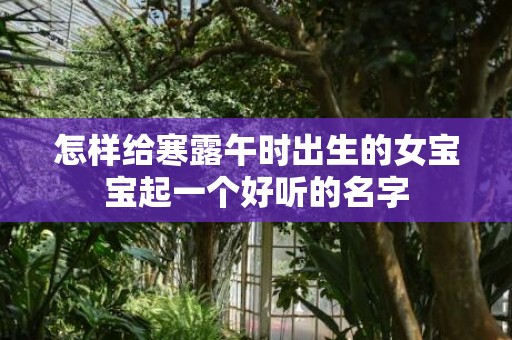 怎样给寒露午时出生的女宝宝起一个好听的名字